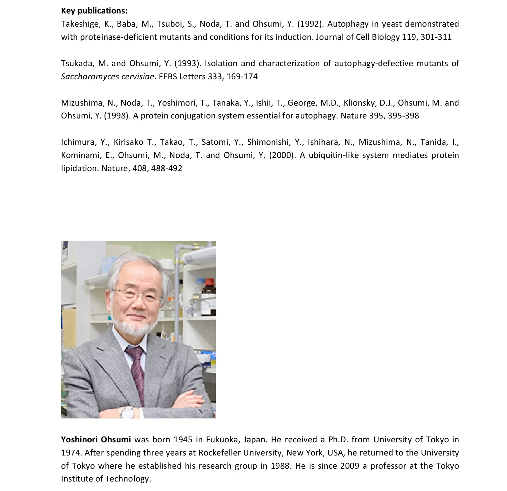 Yoshinori Ohsumi nobel prize image